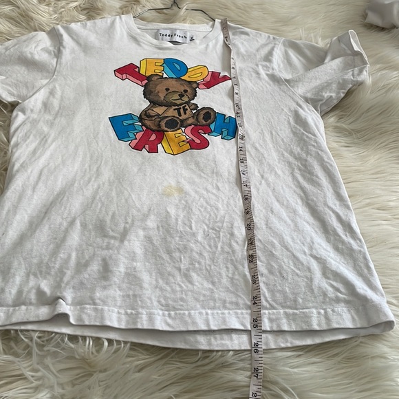 Teddy Fresh merch white crew neck teddy t shirt short sleeve sz M cotton stained - Picture 15 of 17